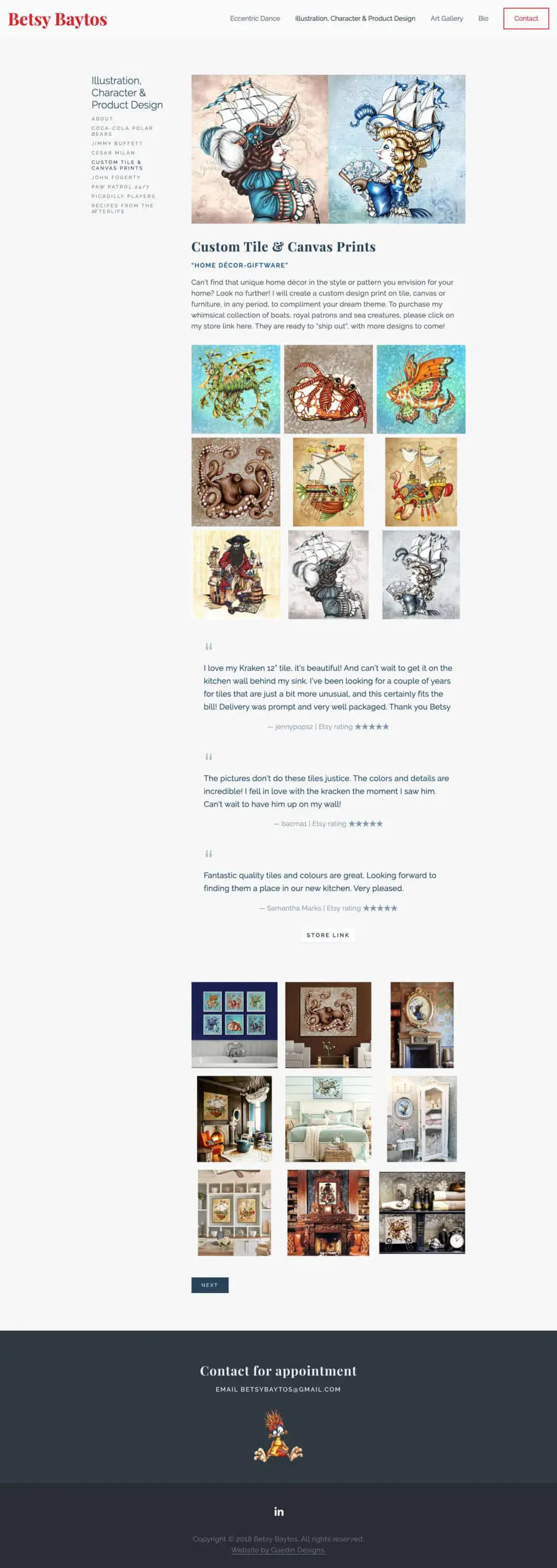 Betsy Baytos Custom Tile and Canvas Prints page