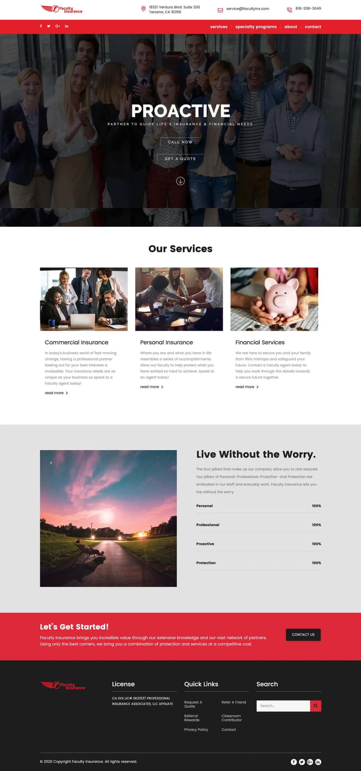 Faculty Insurance home page