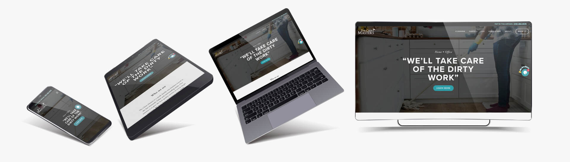 The Clean Masters website shown on multiple devices