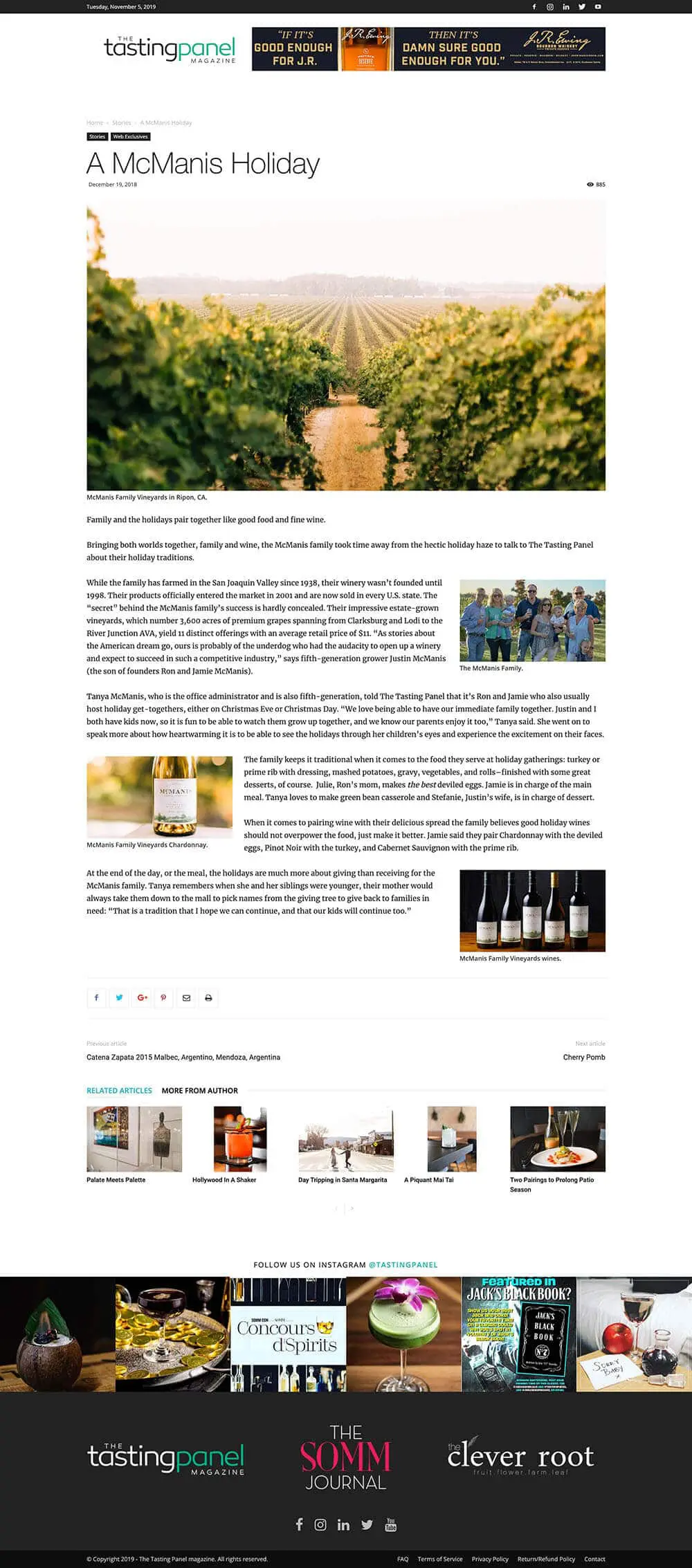 The Tasting Panel Magazine Website Article