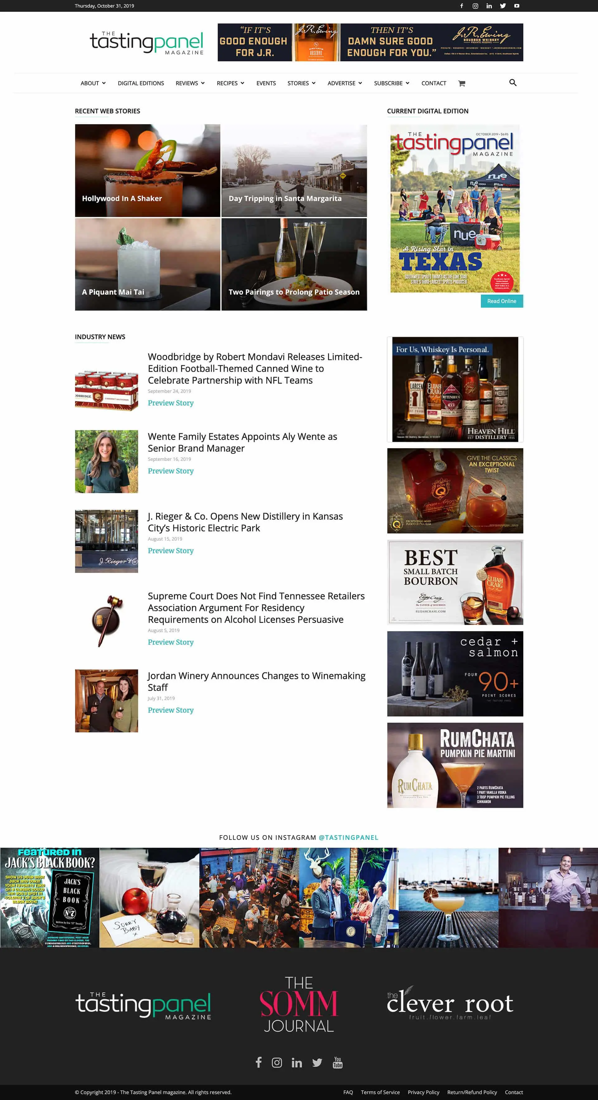 The Tasting Panel Magazine Website Home Page