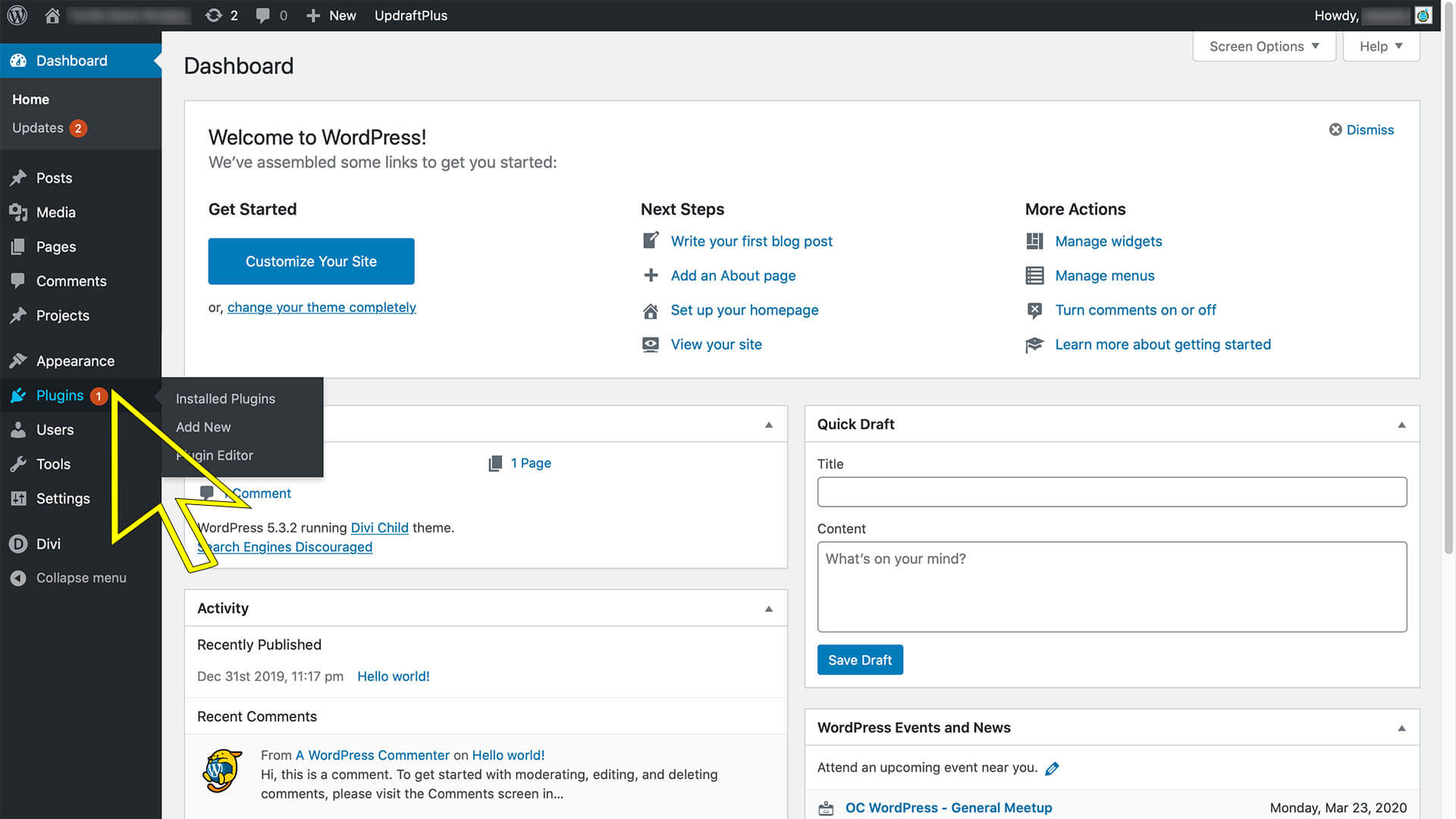 Wordpress Social Sharing Step 1