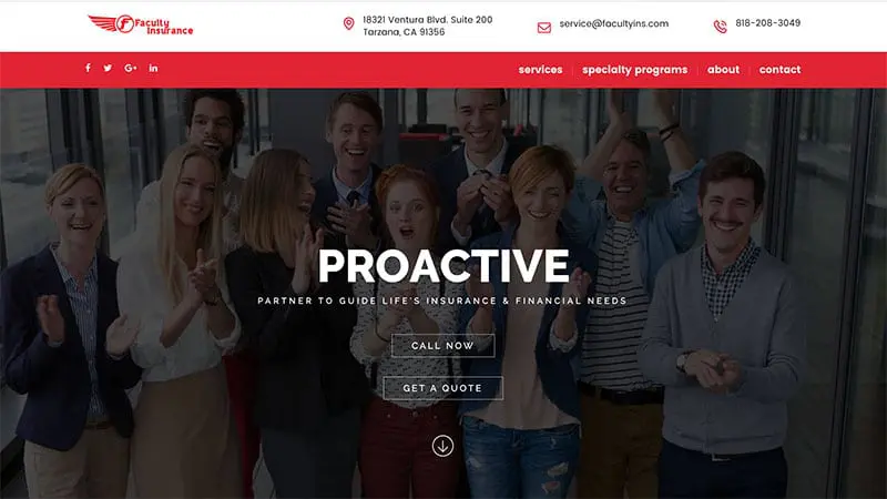 Faculty Insurance Home page thumbnail link