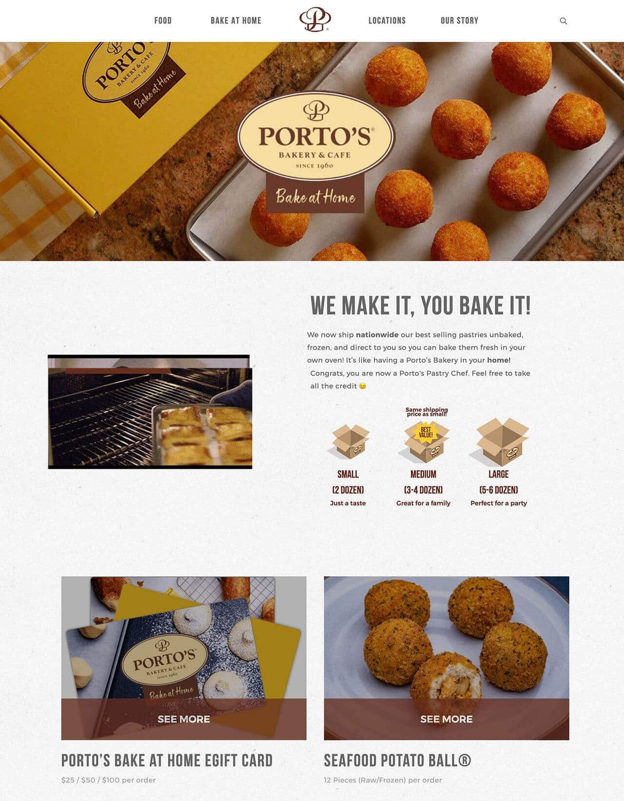 image of web design coronavirus example Porto's website bake at home page