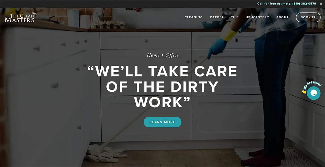 image of The Clean Masters home page web design during coronavirus