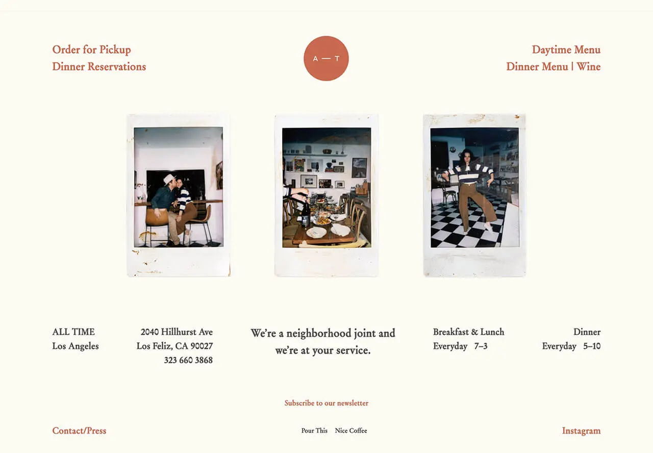 image of All Time website before coronavirus