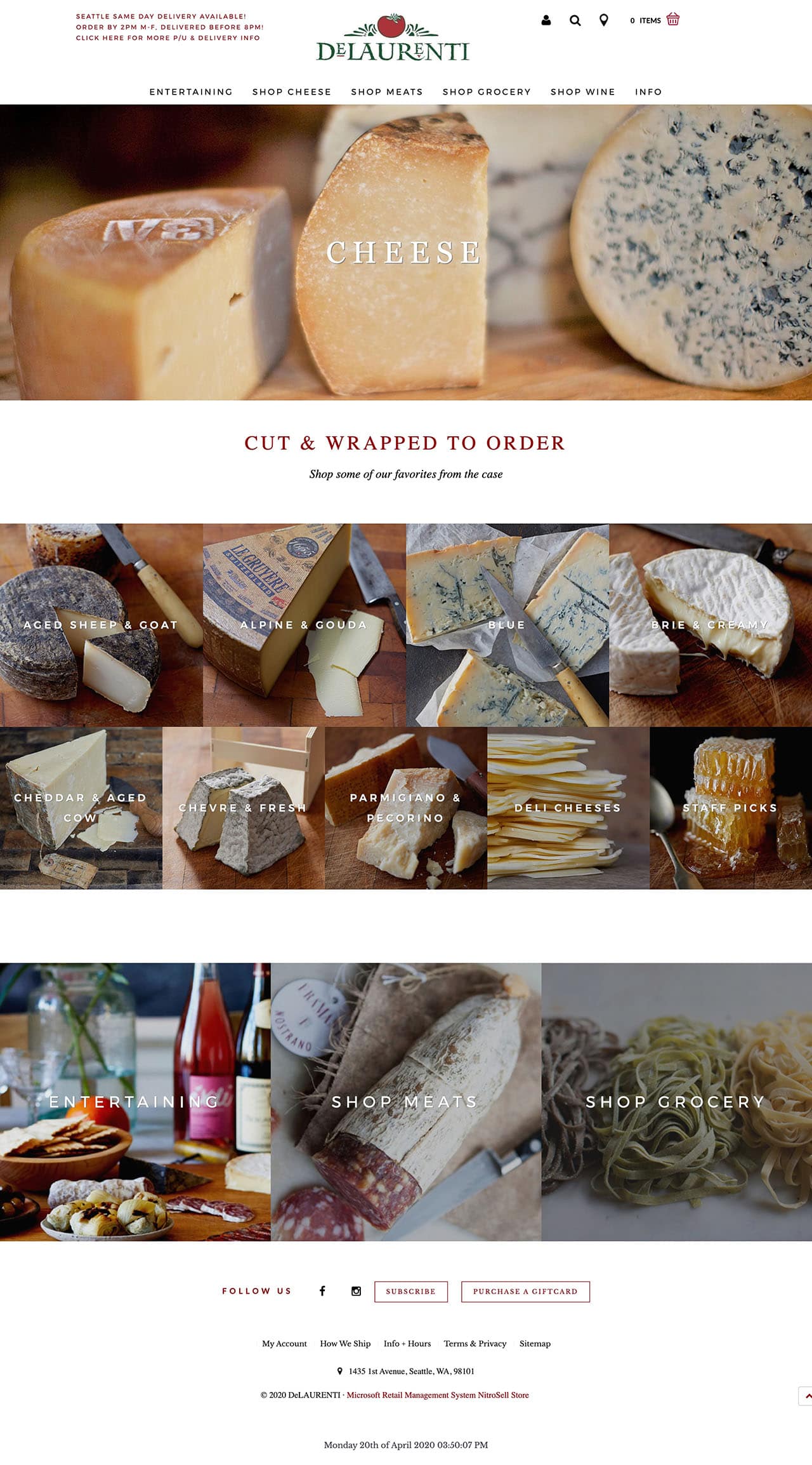 image of DeLaurenti's cheese page