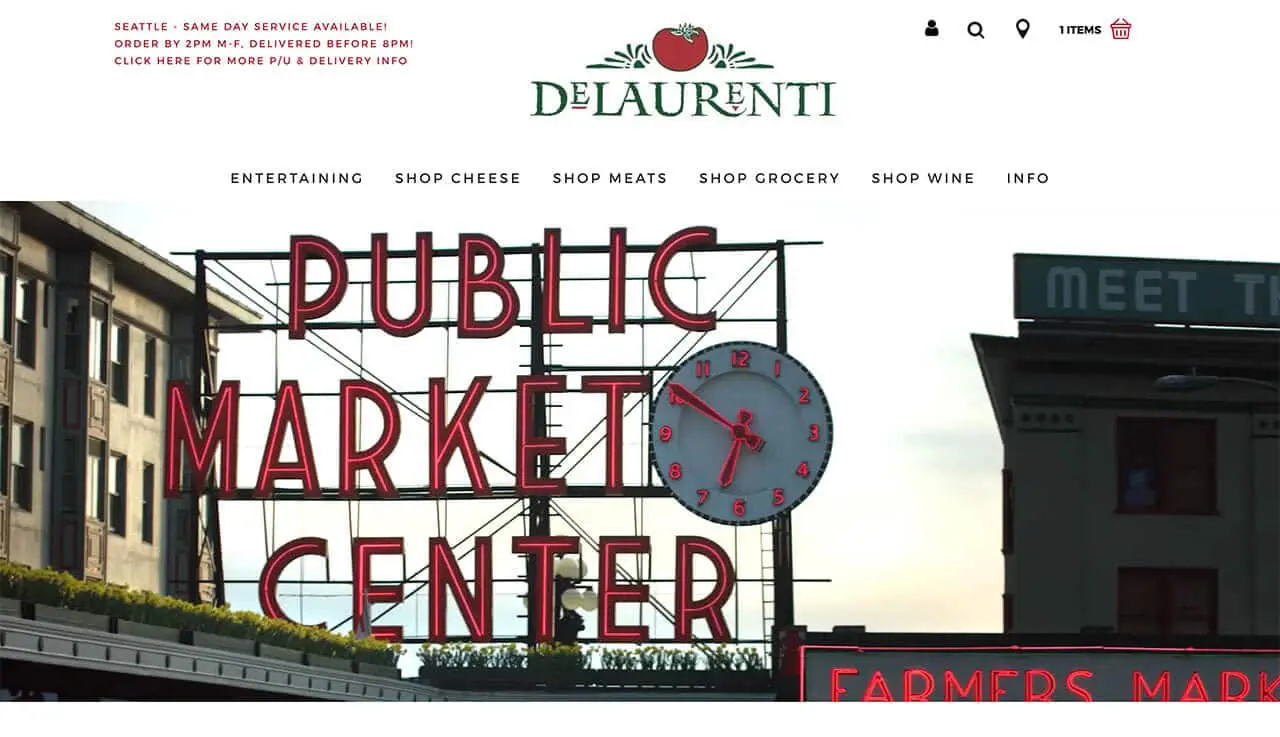 DeLaurenti home page coronavirus web design