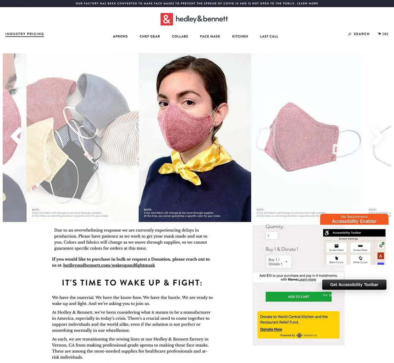 image of hedley and bennett face mask_page