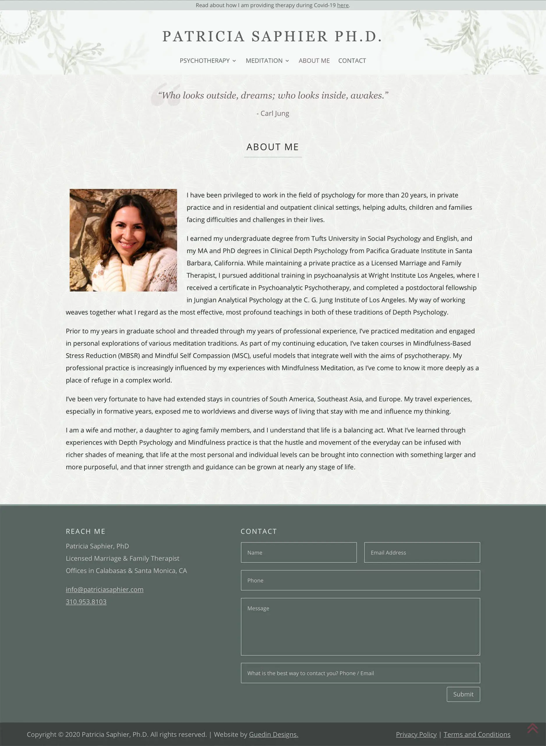 Patricia Saphier about page design
