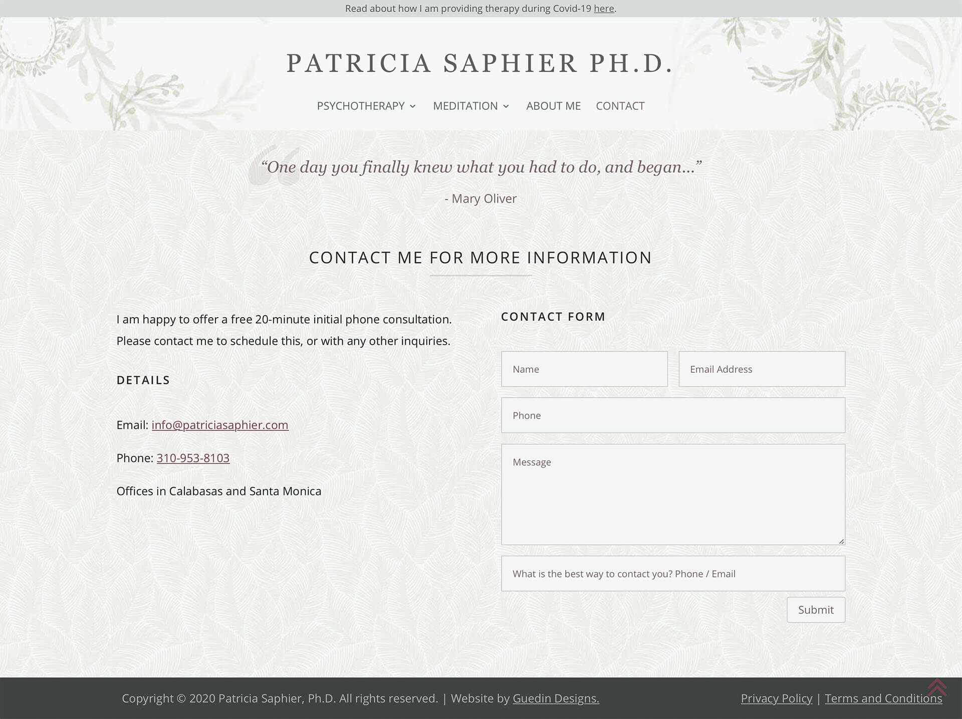 Patricia Saphier contact page