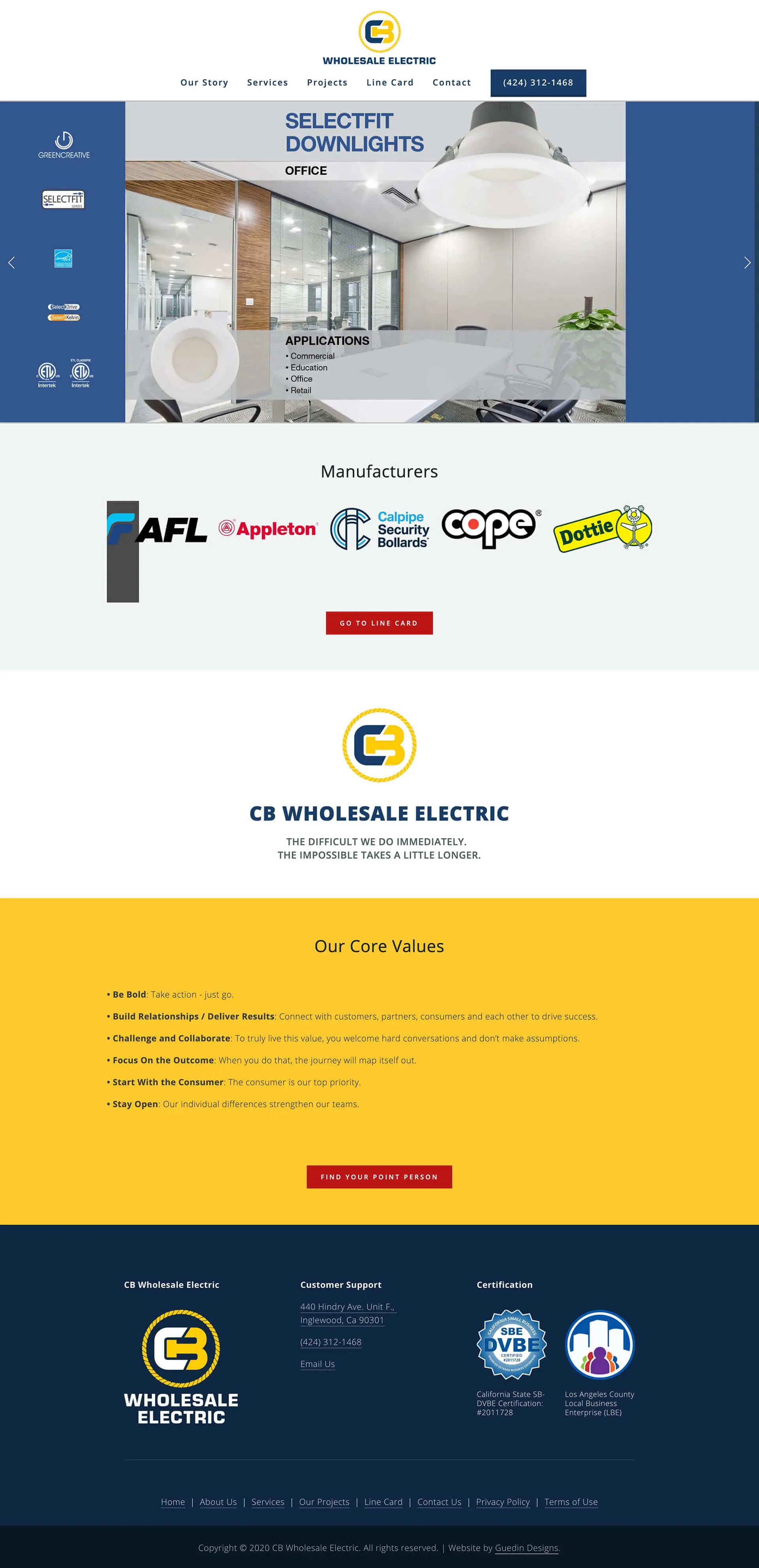 Snapshot of CB wholesale scrolling electric home page.