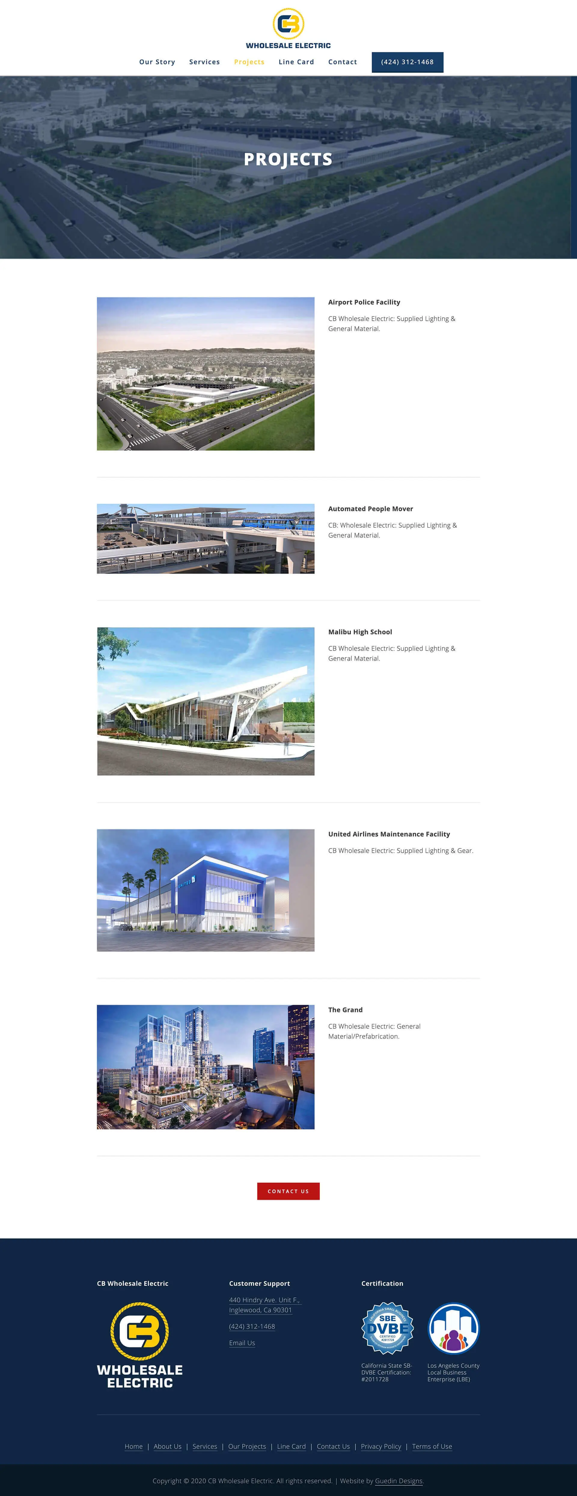 Snapshot of CB wholesale electric projects page