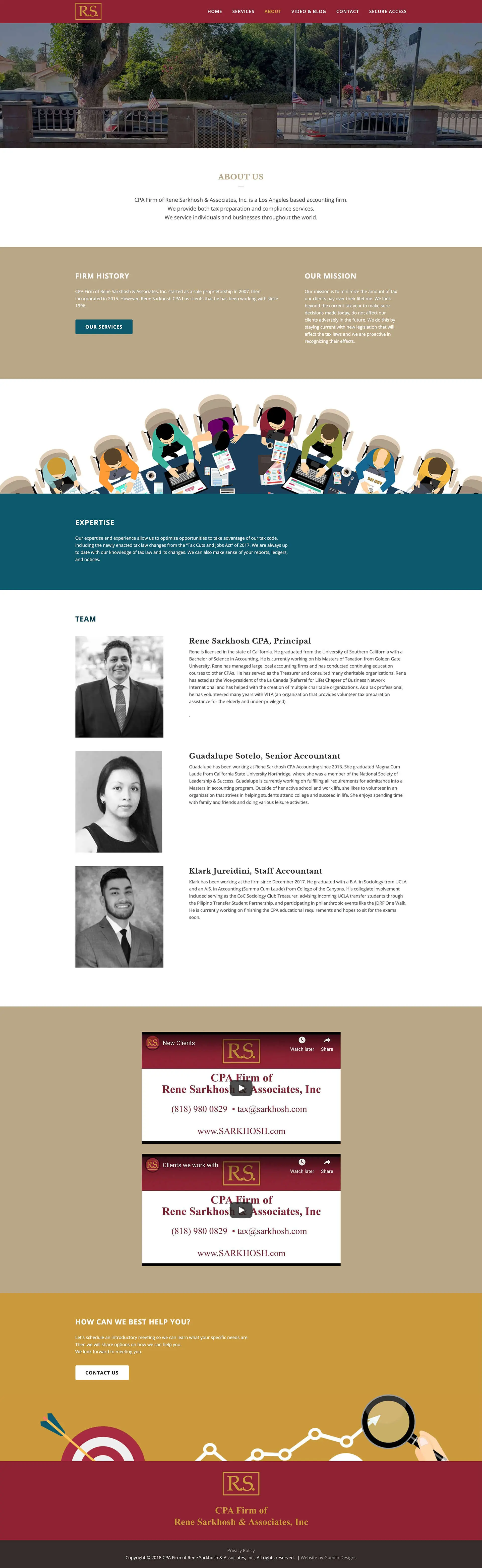 Snapshot of CPA about page. Web design by Guedin Designs